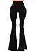 Vivicastle Women's USA Boho Solid Hippie Wide Leg Flared Bell Bottom Pants (Black, Large, l)