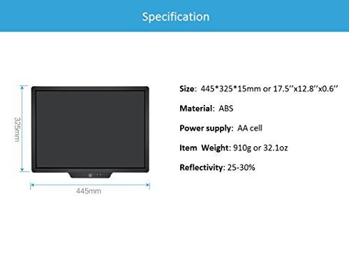 20-inch LCD eWriter Tablet, Multipurpose for Inkless Drawing/Paperless Drafting Pad Or Memo/Planning Board (20-inch, Black)