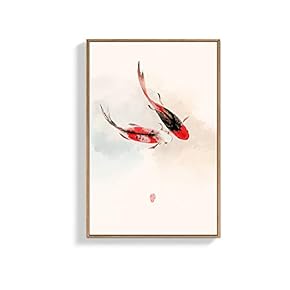 Framed Canvas Wall Art for Living Room, Bedroom Chinese Ink Painting Canvas Prints for Home Decoration Ready to Hanging - 16x24 inches