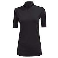 WOMEN LADIES BASIC POLO TURTLE NECK SHORT 3/4 SLEEVE TOP VEST T SHIRT UK8-26