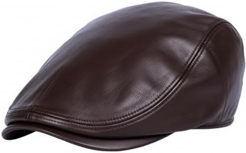 Lesa Collection Unisex Black Cowhide Leather Flat Cap