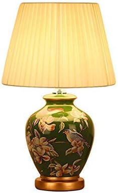 Bedroom Bedside Lamp Living Room, European Garden Study, Classical Green Cloth Art Ceramic Table Lamp. JYTTCE Home Decoration Table Lamp