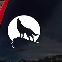 SoCoolDesign Howling Wolf Moon Car Window Vinyl Decal Sticker 5" Wide (White)