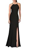 Mmondschein Women's Vintage Halter Wedding Bridesmaid Evening Long Dress Black S