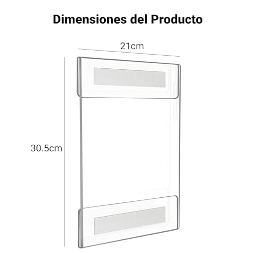 Soportes de Acrílicos Transparentes Vertical para Exhibición, Protectores de Hojas Tamaño Carta de 30,5×21cm, 4Pcs Porta Menú Acrílico Tamaño A4, con Cinta Doble Cara Sin Perforar