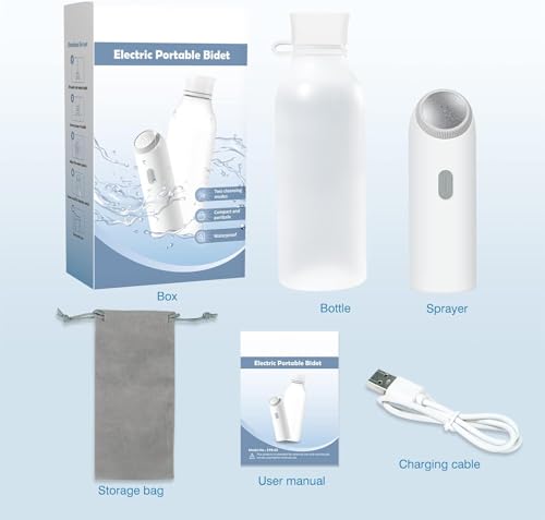 Premium Portable Bidet Travel Shattaf High Pressure Rechargeable Electric Handheld Travel Bidet Spray Bottle Water Bottle Pump Sprayer for Camping toilet Essentials Personal Hygiene Care for Women Men