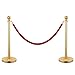 JAXPETY Round Top Polished Brass Stanchion Posts Queue Barrier, Pack of 4 Posts with Red Velvet Ropes,GOLD