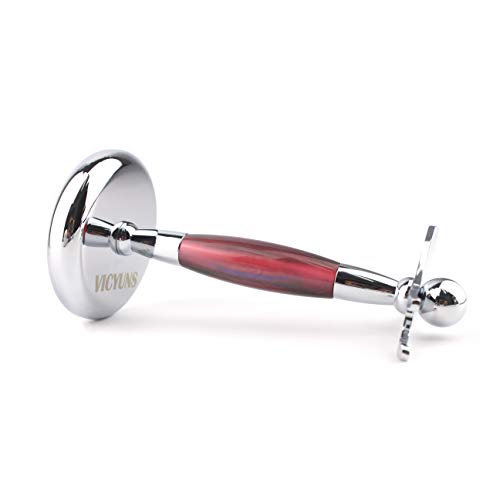 VICYUNS Luxury Grooming Shaving Set for Men Including Double-sided Razor, Allergy Shaving Soap, Stainless Steel Mirror Bowl, Hair Shaving Brush,10 Replacement Blades (Red)