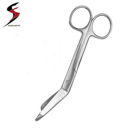 SS INSTRUMENTX Silver Stainless Steel 14.0 cm x 5.0 cm Curved Bandage Scissor for Student Nurse Paramedic First Aid Dressing, Polished Finish