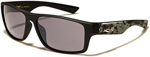New Locs Classic Camo Rectangle Style - Quality Black-Camo Frame with Mirror Lenses - SDK SUNGLASSES - 100% UV400 UVA UVB Protection - Men Women Unisex - Funky Modern and Very Comfy Shades