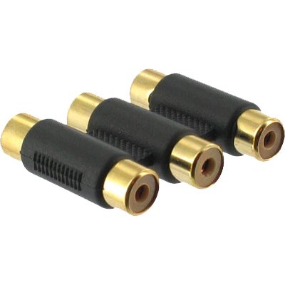 Aptii Triple 3 RCA Phono to RCA Phono Female Connector/Coupler