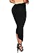 Women Sexy High Waist Asymmetry pleat slit Maxi Skirt (One size, Black)