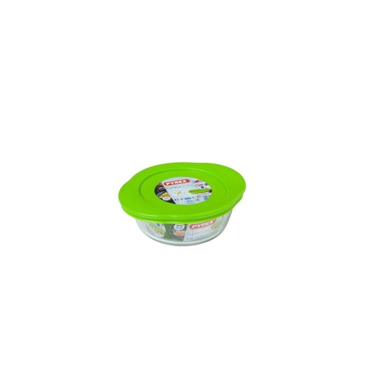 Pyrex Cook & Store Round Container, 0.35l (Green Lid)