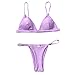Womens Swimsuit Bikini Set Two Piece Sexy Bandage Low Waist Swimwear Adjustable Shoulder Strap Purplethumb 3