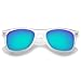Matte Frosted Frame Reflective Colored Mirror Lens Horn Rimmed Sunglasses 54mm (Frost/Green Mirror)