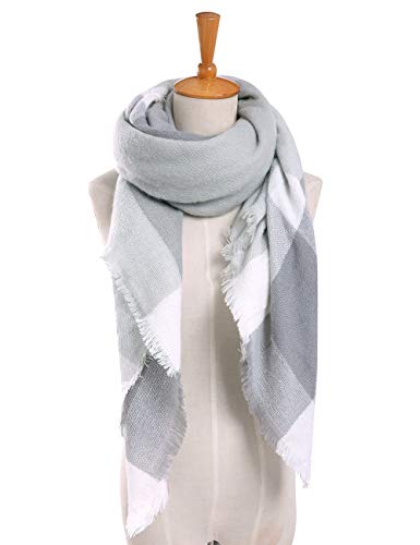 Bess Bridal Women's Plaid Blanket Winter Scarf Warm Cozy Tartan Wrap Oversized Shawl Cape