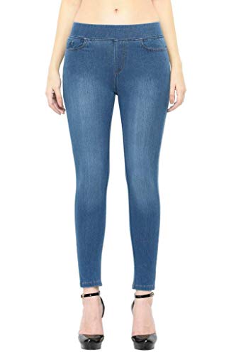 Frenchtrendz Cotton Viscose Spandex Knit Stretch Denim Washed Jegging for Women (XS-4XL)