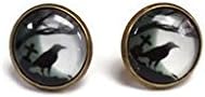 Raven Button Stud earrings
