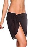 THE MESH KING Coqueta Swimwear Chiffon Cover up Beach Sarong Pareo Canga Swimsuit Wrap BLACK