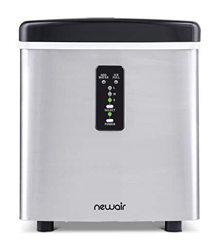 NewAir Portable Ice Maker 28 lb. Daily, Countertop Compact Design, 3 Size Bullet Shaped Ice, AI-100SS, Stainless Steel