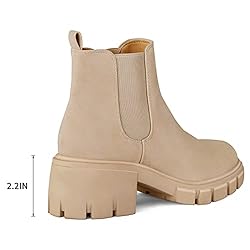 mysoft Women's Platform Chelsea Boots Lug Sole Slip