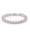14K Gold 7-8mm Round Pink Freshwater Cultured Pearl Bracelet - AAA Quality