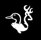 Duck Buck Bass Vinyl Cut Decal Sticker Hunting Fishing|Cars Trucks Vans Walls Laptop| WHITE| 6.5 In| KCD281