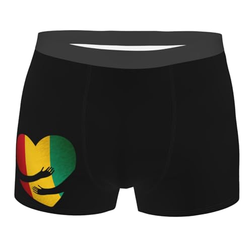 Guinea Guinean Flag Heart Men'S Boxer Briefs Underwear Breathable Boxer Briefs For Man Quick Dry Stretch Athletic Swimsuit Trunks Large