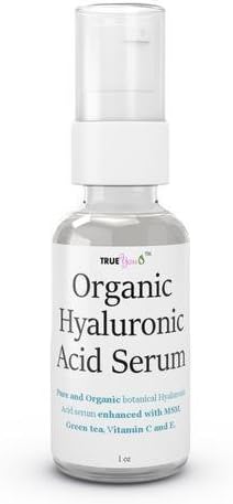 BEST Organic Hyaluronic Acid Serum with MSM, Vitamin C and E, Green Tea, Anti Aging formula decreases formation of wrinkles &amp; smooth out fine lines - No Parabens