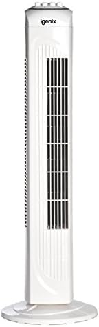 Igenix DF0030 Oscillating Tower Fan, 45 Watt Power, 30 Inch, 3 Speed Settings High, Medium & Low