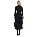 City In Left Women' s Slim Long Dovetail Turn-Down Collar Trench Coats (XX-Large, Black)