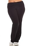 Active Womens Ladies Plus Size Yoga Pants BLK-black 1XL