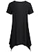 Miusey Womens V Neck Short Sleeve Pleats Handkerchief Hem Loose Fit Tunic Top