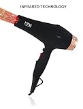 HTG Professional Hair Dryers Ionic Blow Dryer 1875w AC Motor Hair dryer for Salon Use with Infrared Tech & Ion Negative Make Hair Shinny and Healthy With Premium Soft Touch Body Dryer (Black)