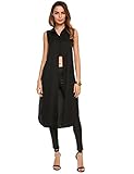 Zeagoo Women's Chiffon Sleeveless Cover-up Open Split Long Blouse Shirt Top