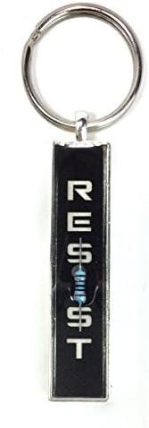 Handmade "Resist" Epoxy Resin Key Ring With Electronic Resistor