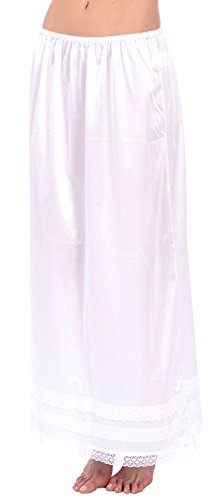 Patricia Women's Soft Satin Half Slips with Adjustable Snip-it - 32 inches, 34 inches or 36 inches (Wht, XL)