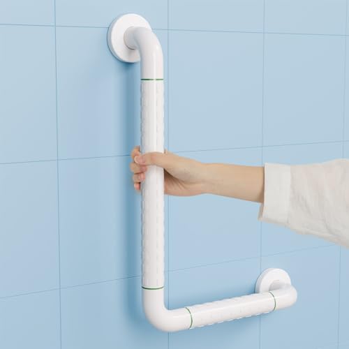 KULACO Grab Handles for Seniors, Stainless Steel Shower Handle, Safety Non-Slip Handle, 45 x 30 cm, L-Shaped Safety Handle, for Toilet, Bathroom, Bathtub, Handrail