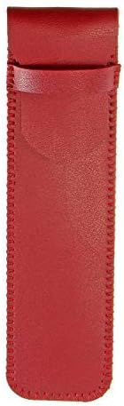 Upone Genuine Pencil Bag Leather Fountain Pen Sleeve Case Holder Pouch Cover for 1 Pen Handmade Vintage (Red)