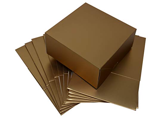 Christmas Cookie Gift Boxes, Metallic Gold 6 Inch, for Gift Giving On Holiday, Wedding, Anniversary and Birthday Favors (Set of 12)