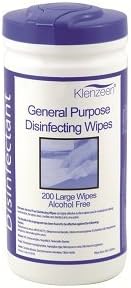 White Klenzeen alcohol-free disinfectant wipes Thermal bond 25gsm Alcohol-free wipe 20 x 20cm Pack of 200 Sheets