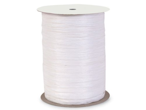 Pack Of 1, Solid White Paper Raffia Ribbon 1/4
