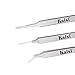 Kaisi Precision Tweezers Set, 3 PCS Stainless Steel Tweezers Kit Curved Tweezers for Craft, Jewelry, Electronics, Laboratory Work