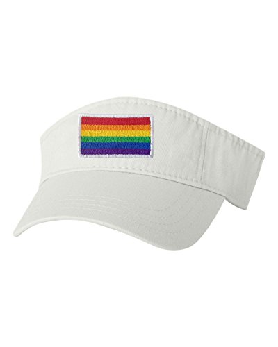 Adjustable White Adult Rainbow Gay & Lesbian Pride Flag Embroidered Visor Dad Hat