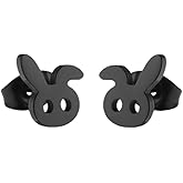 Lovely Rabbit Tiny Stud Earring Stainless Steel Bunny Animal Pet Cartilage Tragus Studs Earring Minimalist Birthday Jewelry Gifts for Women Girls Easter