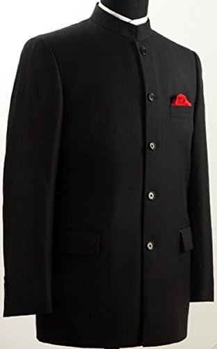 MENS BLACK NEHRU GRANDAD COLLAR SUIT IDEAL FOR WEDDINGS (36" Jacket/30" Trouser)