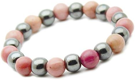 Hematite Bracelet 8 mm With Choice of Semi Precious Stone - Amethyst, Carnelian, Tiger's Eye, Onyx, Rose Quartz, Jade, Howlite, Fluorite, Jasper, Agate