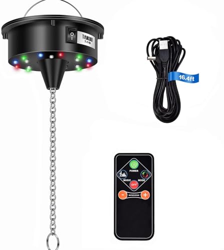 Photo 1 of ?16.4ft Extra Long Cord? Rotating Disco Ball Motor with 18 LED Lights & Remote Control, 6-12RPM Disco Ball Spinner for 4-16in Balls for Birthdays, KTV, DJ Party Outdoors (Disco Ball Not Included