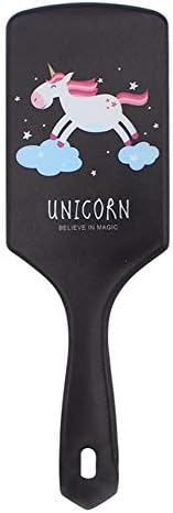 Lavendei Unicorn Flamingo Hair Detangler Brush, Cute Anti-static Massage Comb Hair Brush for Sensitive Scalp, Gentle Detangling, Volumizing Best Brush for Girls Women(Black 02-Unicorn)