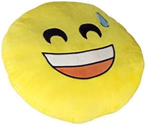 Fabugears 13 Inch. Large Yellow Fun Emoji Soft Push Round Pillow Funny Emoticon Stuffed Plush Cushion. Comes With A Pack Of 192 Diferent Stickers